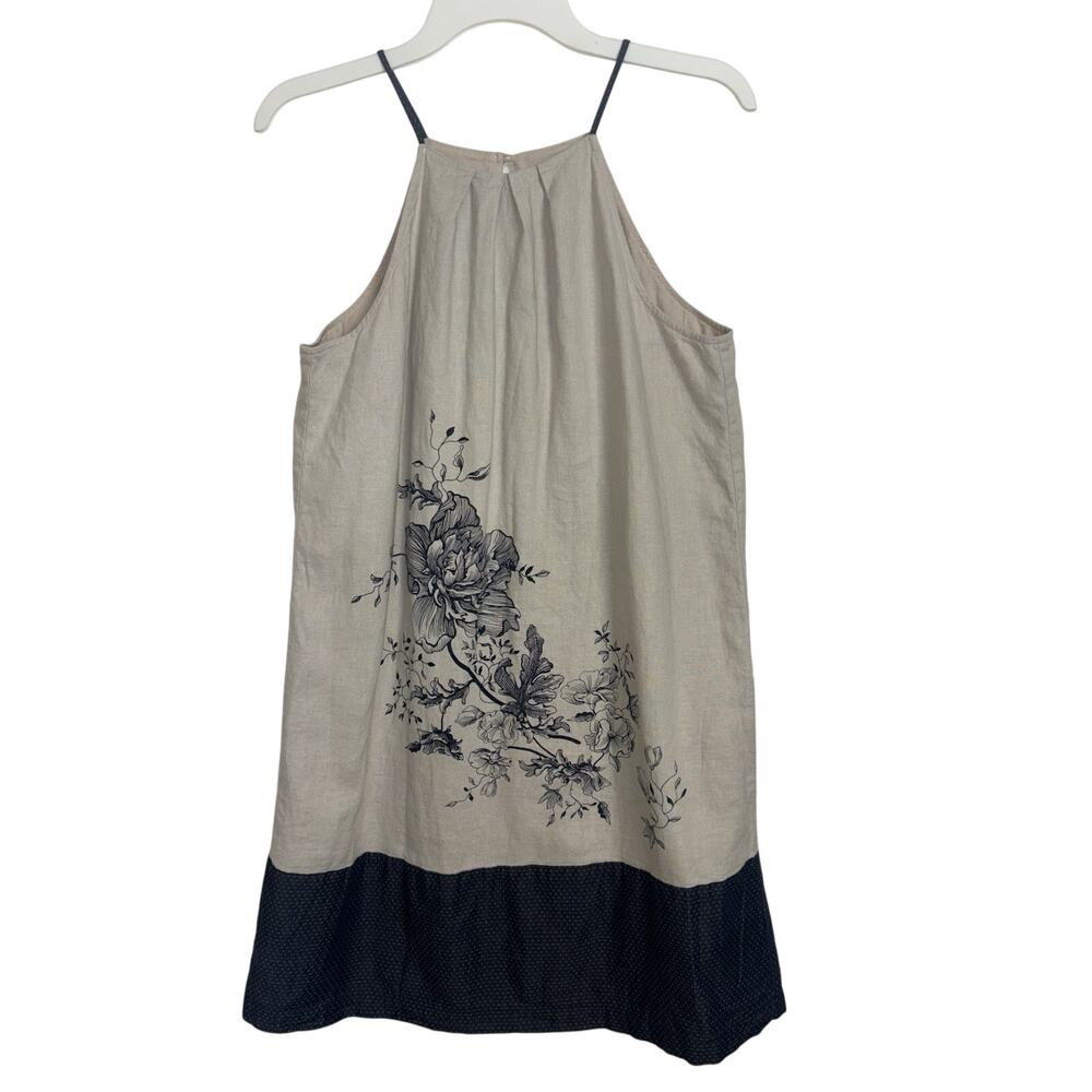 Linen Blend Fully Lined Sleeveless Floral Sun Dress 6 Sustainable Lagenlook